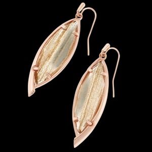 Kendra Scott Maxwell Rose Gold Drop Earrings in Gold Dusted Glass, NWT
